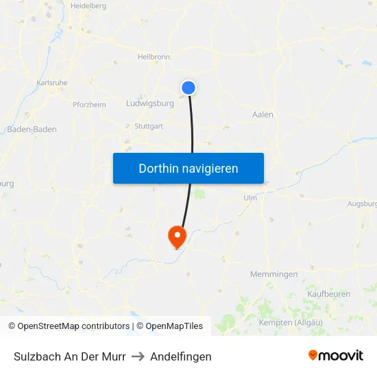 Sulzbach An Der Murr to Andelfingen map