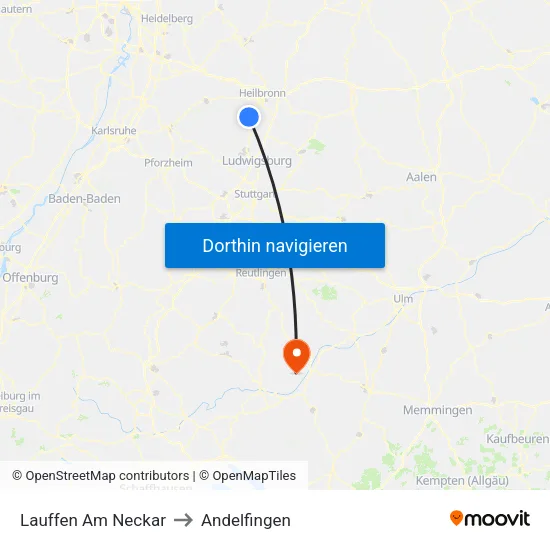 Lauffen Am Neckar to Andelfingen map