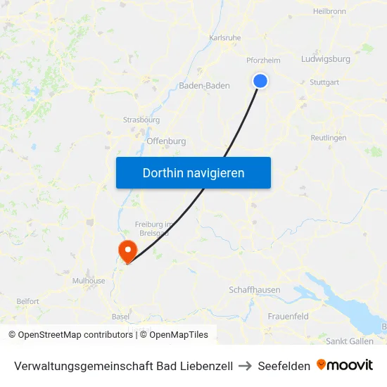 Verwaltungsgemeinschaft Bad Liebenzell to Seefelden map
