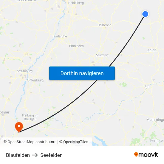 Blaufelden to Seefelden map