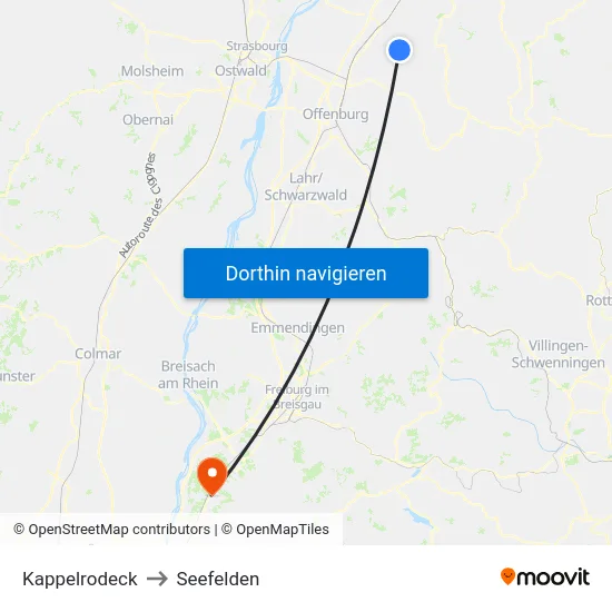 Kappelrodeck to Seefelden map