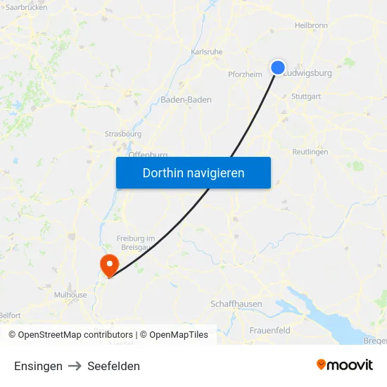 Ensingen to Seefelden map