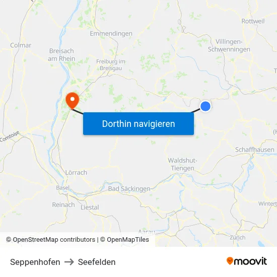 Seppenhofen to Seefelden map