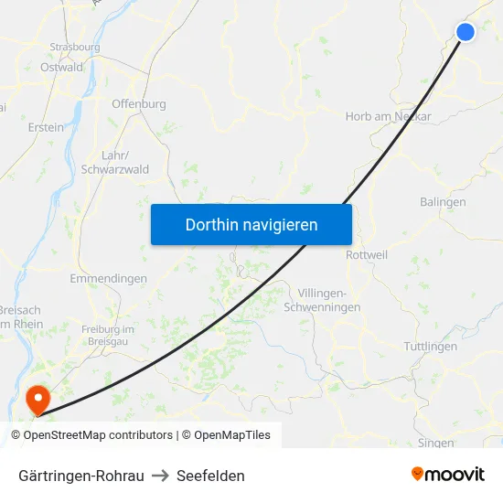 Gärtringen-Rohrau to Seefelden map