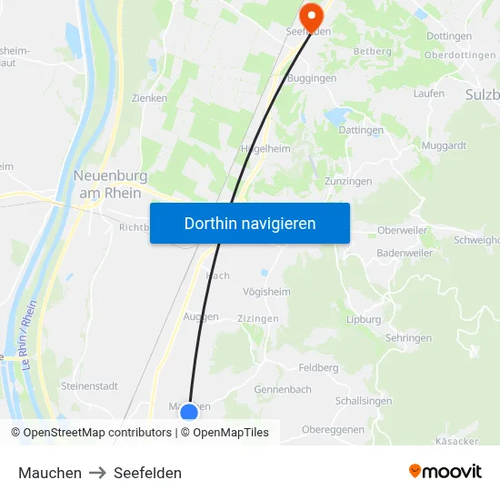 Mauchen to Seefelden map