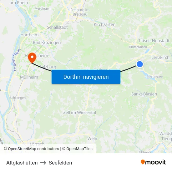 Altglashütten to Seefelden map