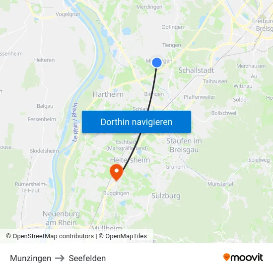Munzingen to Seefelden map