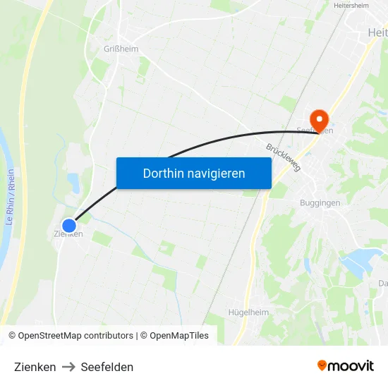 Zienken to Seefelden map