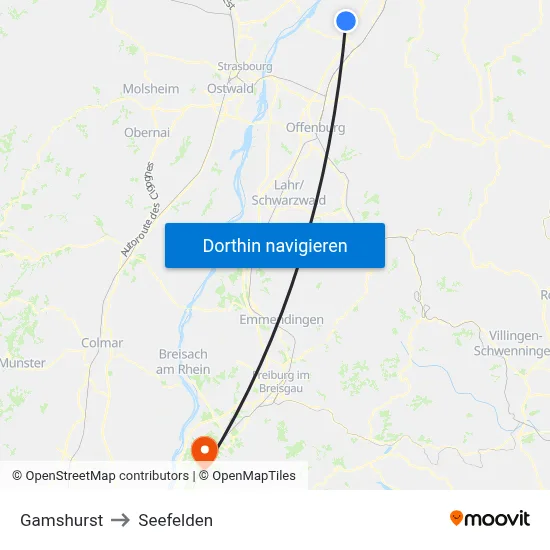Gamshurst to Seefelden map