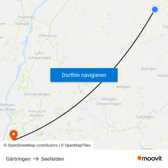 Gärtringen to Seefelden map