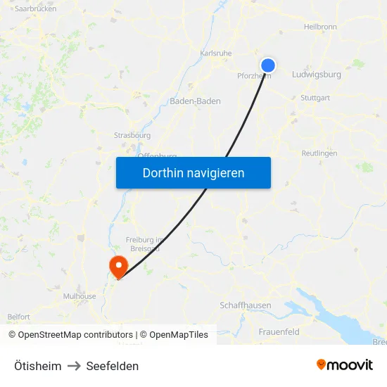 Ötisheim to Seefelden map