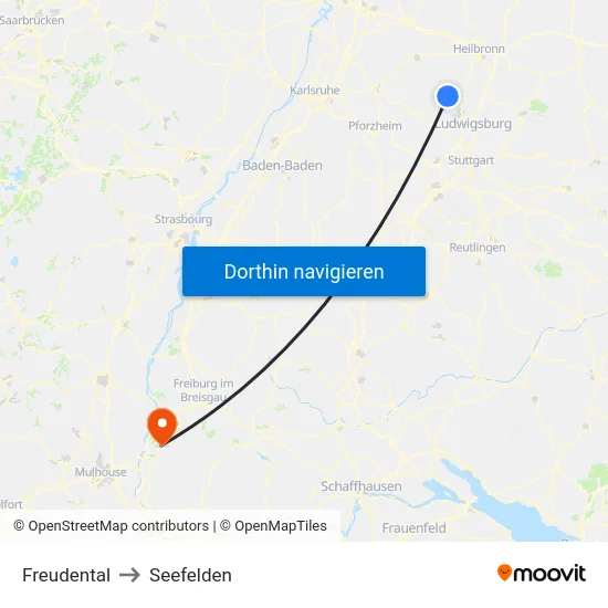 Freudental to Seefelden map