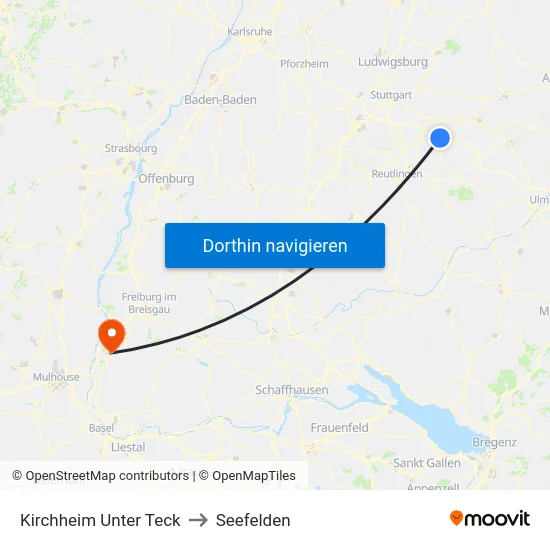 Kirchheim Unter Teck to Seefelden map
