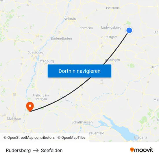Rudersberg to Seefelden map