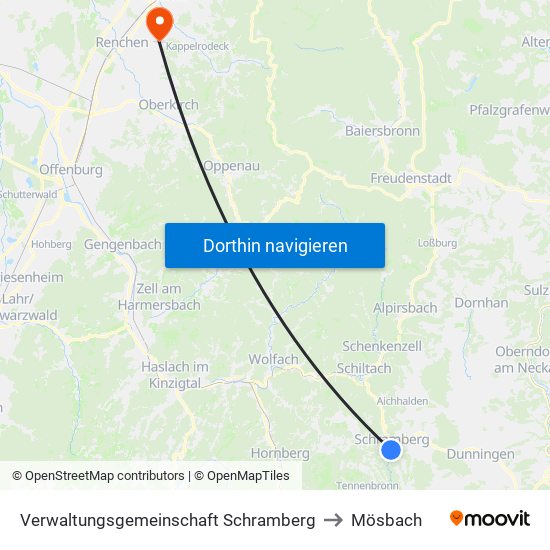 Verwaltungsgemeinschaft Schramberg to Mösbach map