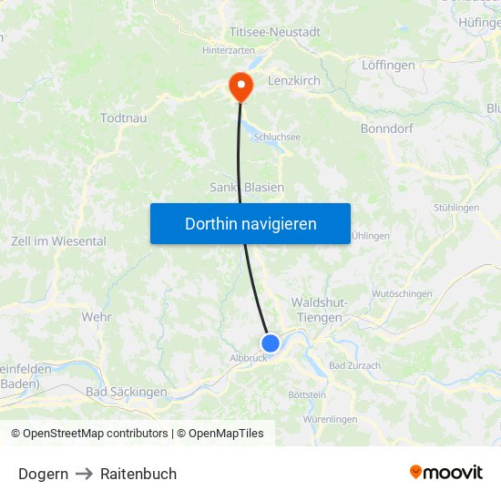 Dogern to Raitenbuch map