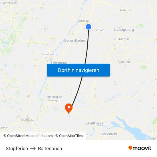 Stupferich to Raitenbuch map