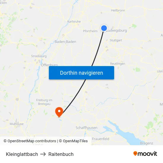 Kleinglattbach to Raitenbuch map
