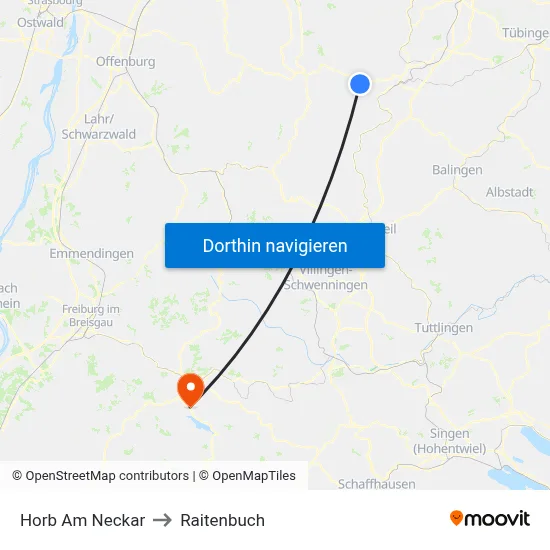Horb Am Neckar to Raitenbuch map