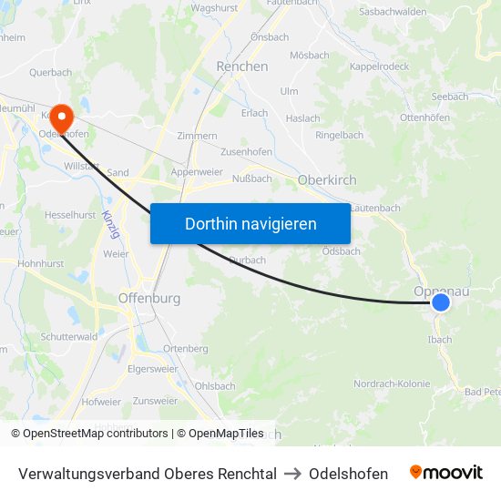 Verwaltungsverband Oberes Renchtal to Odelshofen map