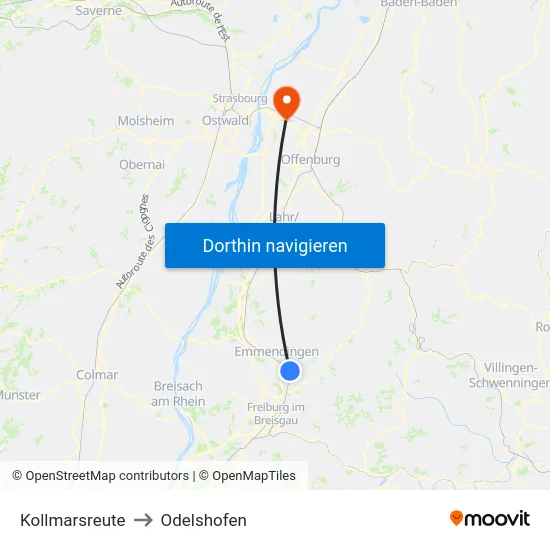 Kollmarsreute to Odelshofen map