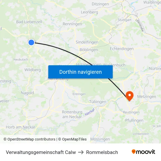 Verwaltungsgemeinschaft Calw to Rommelsbach map