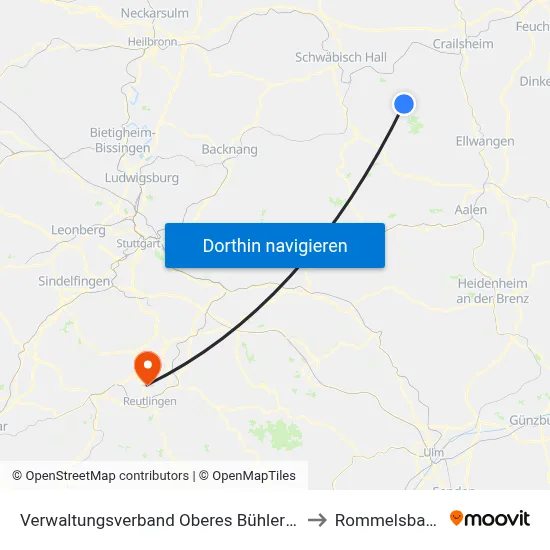 Verwaltungsverband Oberes Bühlertal to Rommelsbach map