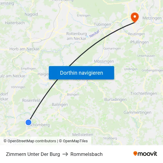 Zimmern Unter Der Burg to Rommelsbach map