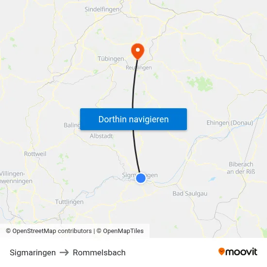 Sigmaringen to Rommelsbach map