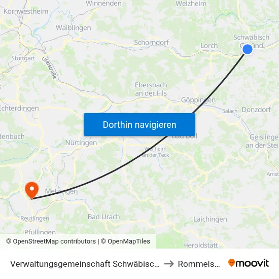 Verwaltungsgemeinschaft Schwäbisch Gmünd to Rommelsbach map