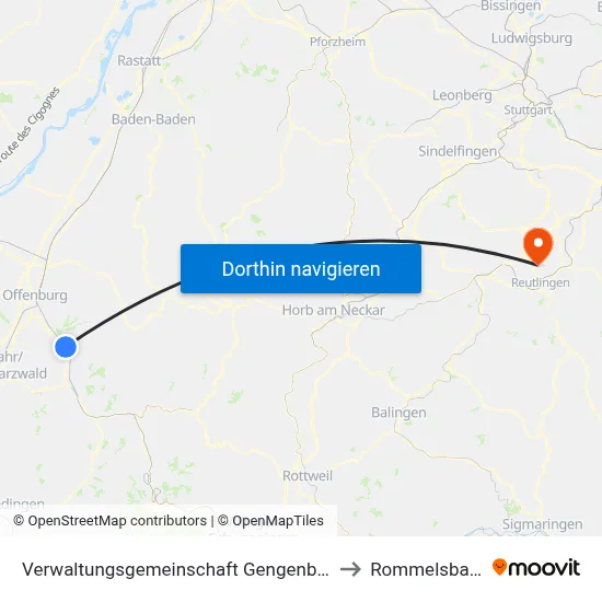 Verwaltungsgemeinschaft Gengenbach to Rommelsbach map