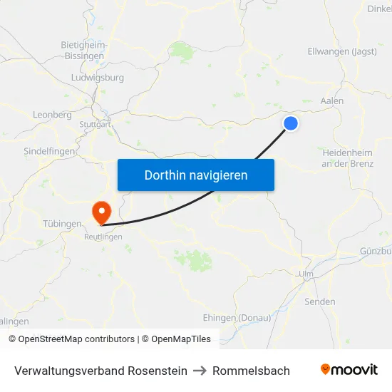 Verwaltungsverband Rosenstein to Rommelsbach map