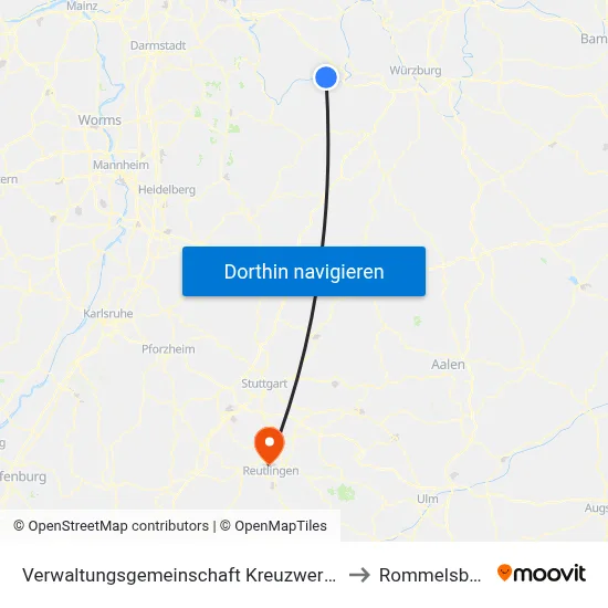 Verwaltungsgemeinschaft Kreuzwertheim to Rommelsbach map