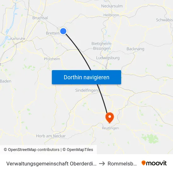 Verwaltungsgemeinschaft Oberderdingen to Rommelsbach map