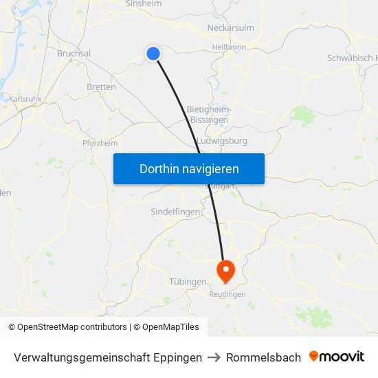 Verwaltungsgemeinschaft Eppingen to Rommelsbach map