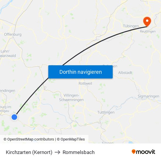 Kirchzarten (Kernort) to Rommelsbach map