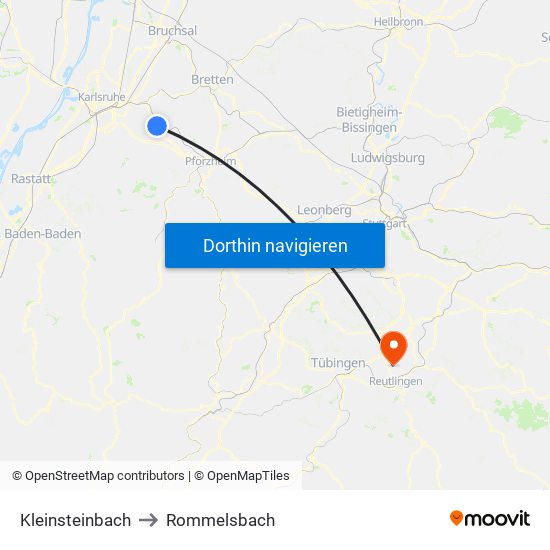 Kleinsteinbach to Rommelsbach map