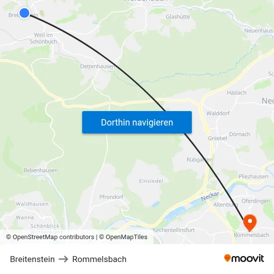 Breitenstein to Rommelsbach map