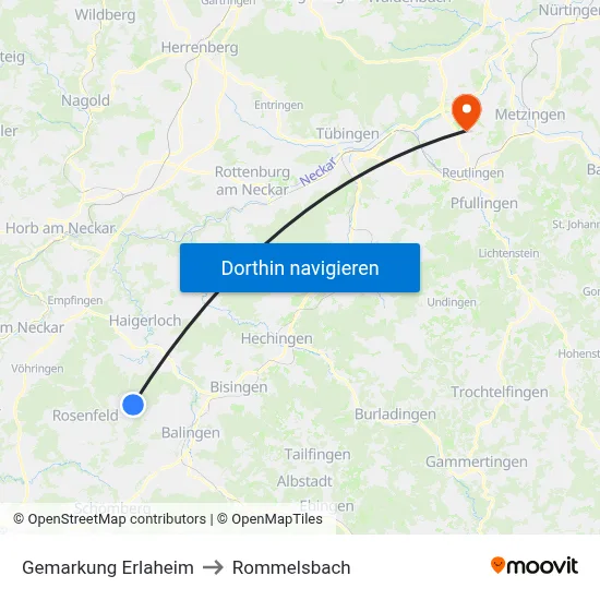 Gemarkung Erlaheim to Rommelsbach map
