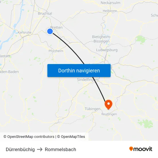 Dürrenbüchig to Rommelsbach map