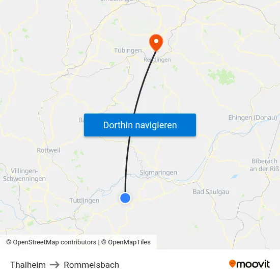 Thalheim to Rommelsbach map