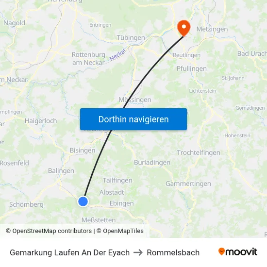 Gemarkung Laufen An Der Eyach to Rommelsbach map