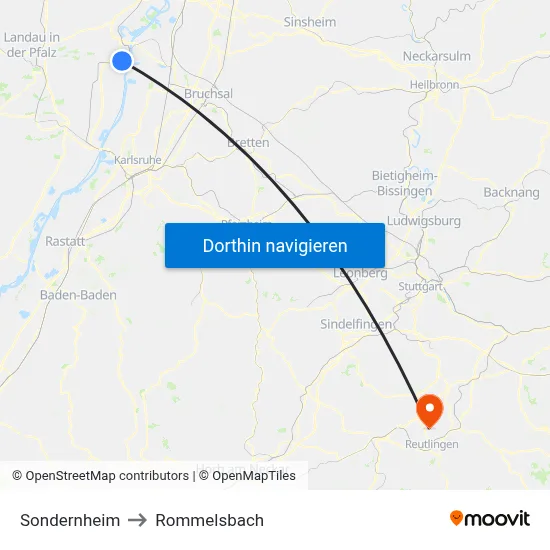 Sondernheim to Rommelsbach map