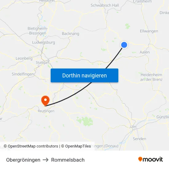 Obergröningen to Rommelsbach map