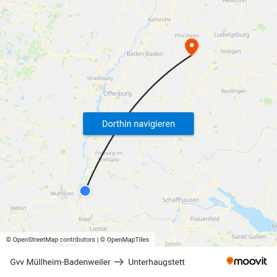 Gvv Müllheim-Badenweiler to Unterhaugstett map