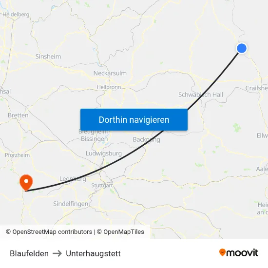 Blaufelden to Unterhaugstett map