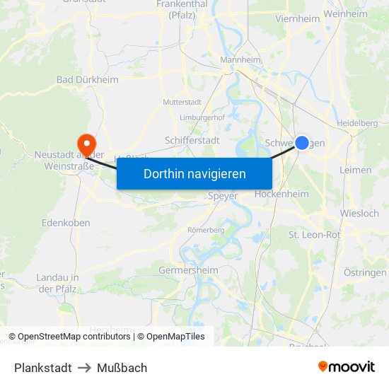 Plankstadt to Mußbach map