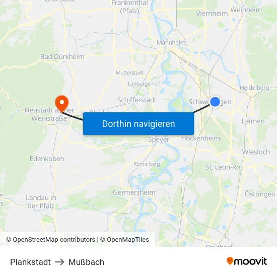 Plankstadt to Mußbach map
