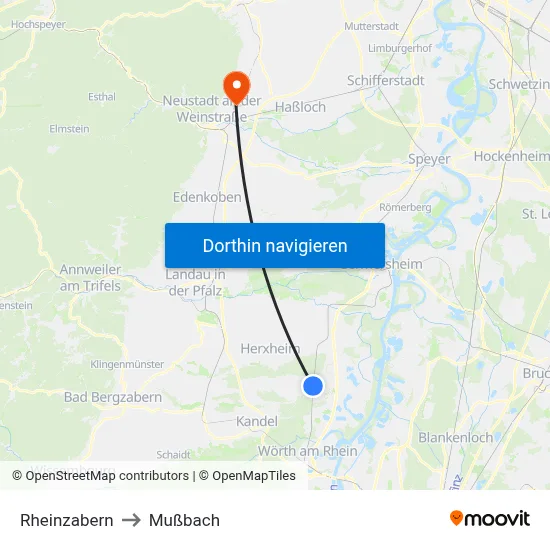 Rheinzabern to Mußbach map