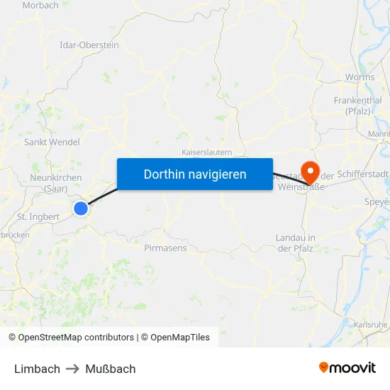Limbach to Mußbach map